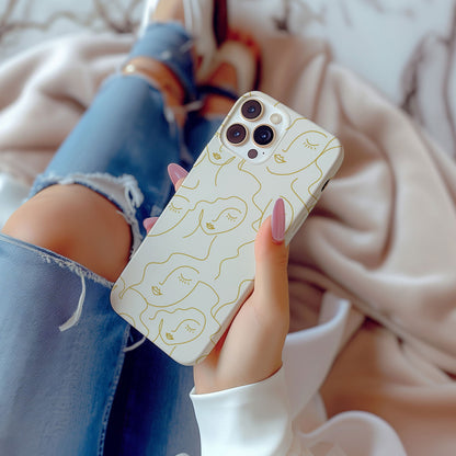 Gold Line Art Face Magsafe iPhone Case - Techy Treasures -  