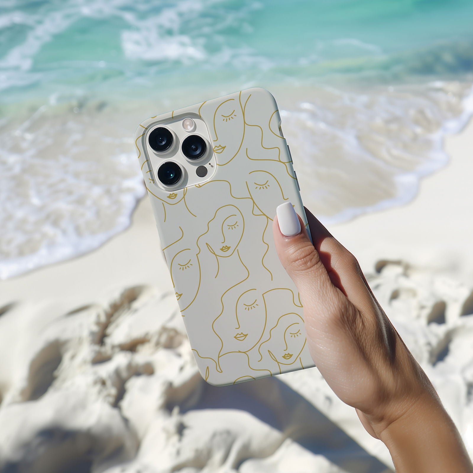 Gold Line Art Face Magsafe iPhone Case - Techy Treasures -  