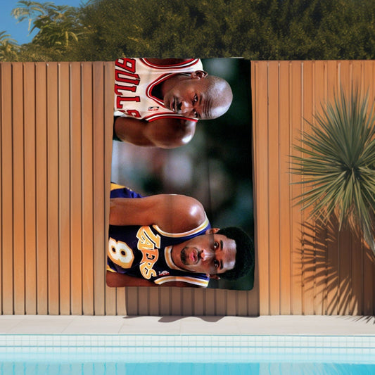 Kobe, Michael Beach Towel - Soft  Quick Drying 30x60 One Sided Print - 360 GSM Polyester/Cotton - Perfect for Beach or Pool - Techy Treasures -  
