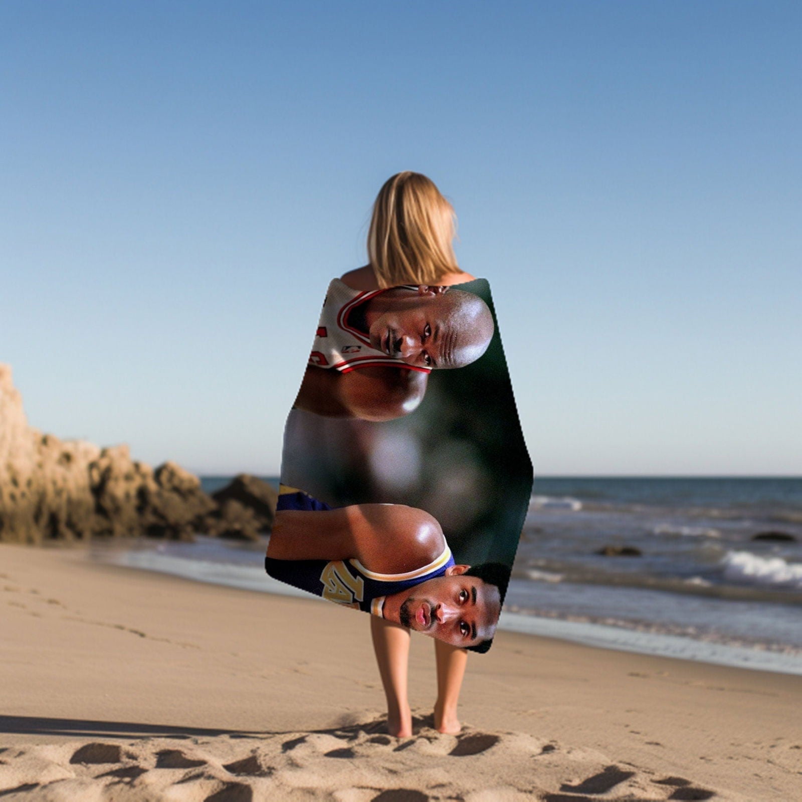 Kobe, Michael Beach Towel - Soft  Quick Drying 30x60 One Sided Print - 360 GSM Polyester/Cotton - Perfect for Beach or Pool - Techy Treasures -  
