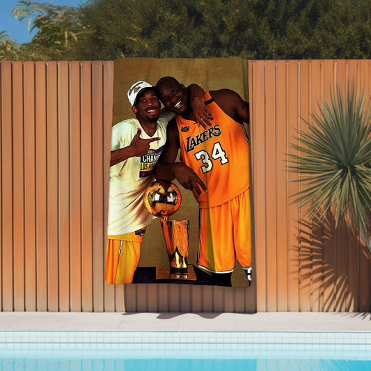 Kobe  & Shaq Towel, Absorbent Beach Towel, Legendary Kobe  Custom Laker Fan Gift - Techy Treasures -  