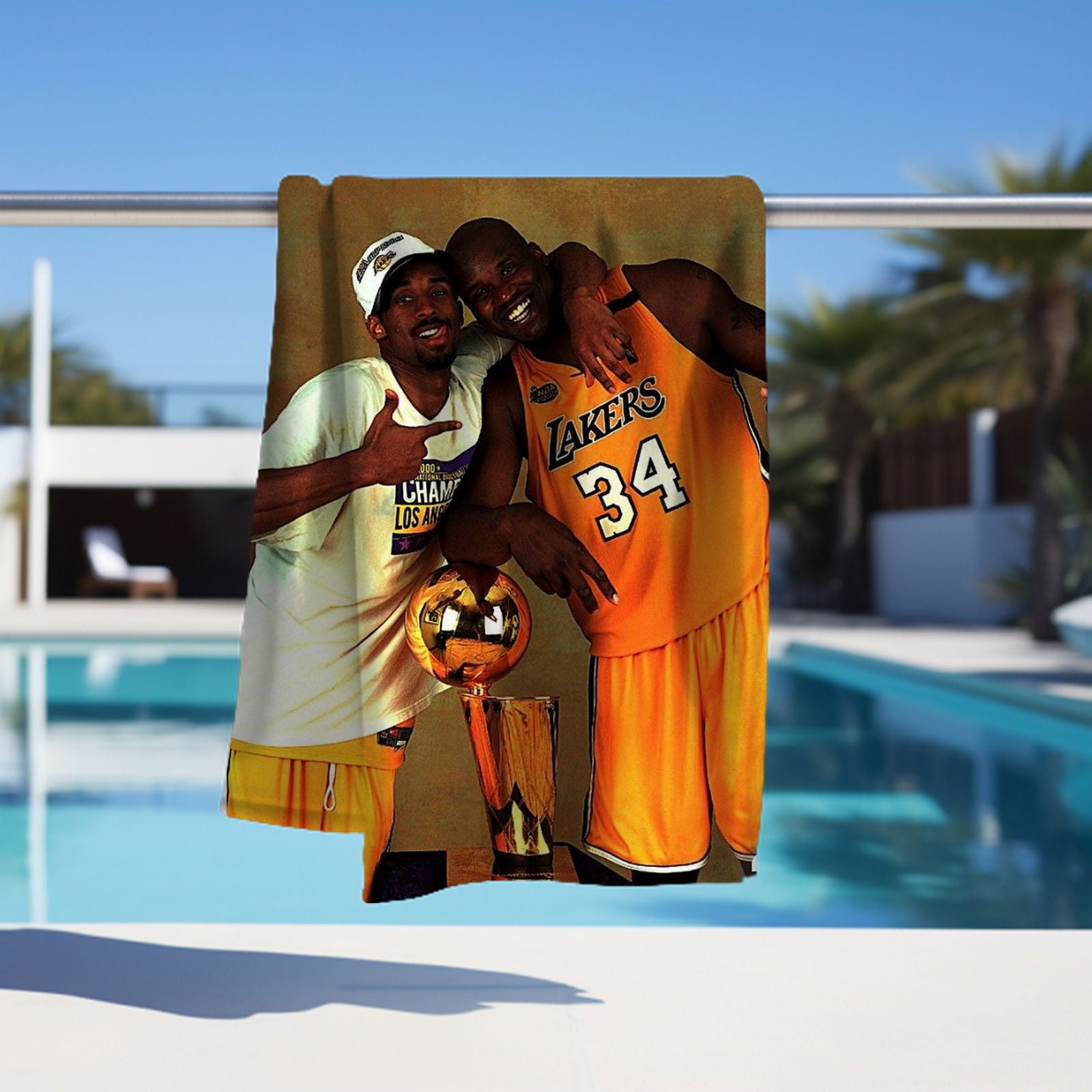 Kobe  & Shaq Towel, Absorbent Beach Towel, Legendary Kobe  Custom Laker Fan Gift - Techy Treasures -  
