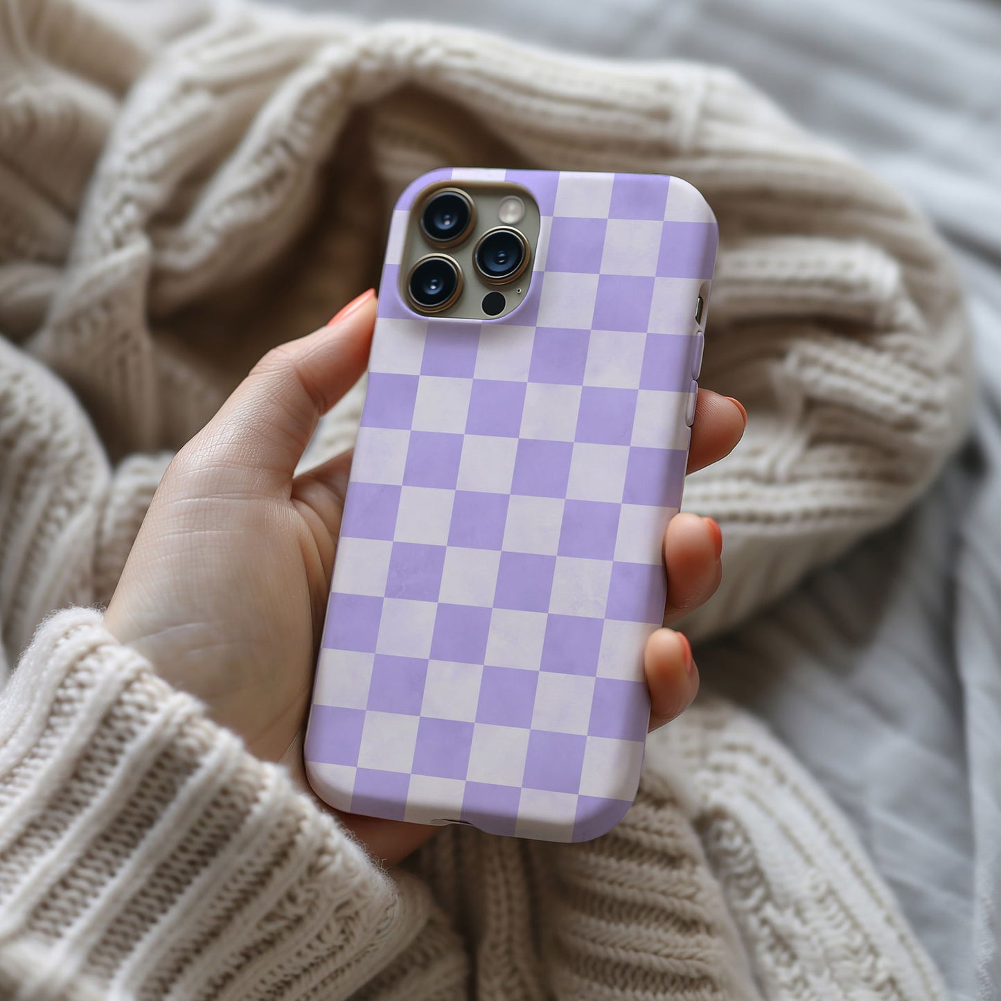 Lavender and White Checkboard Magsafe iPhone Case - Techy Treasures -  