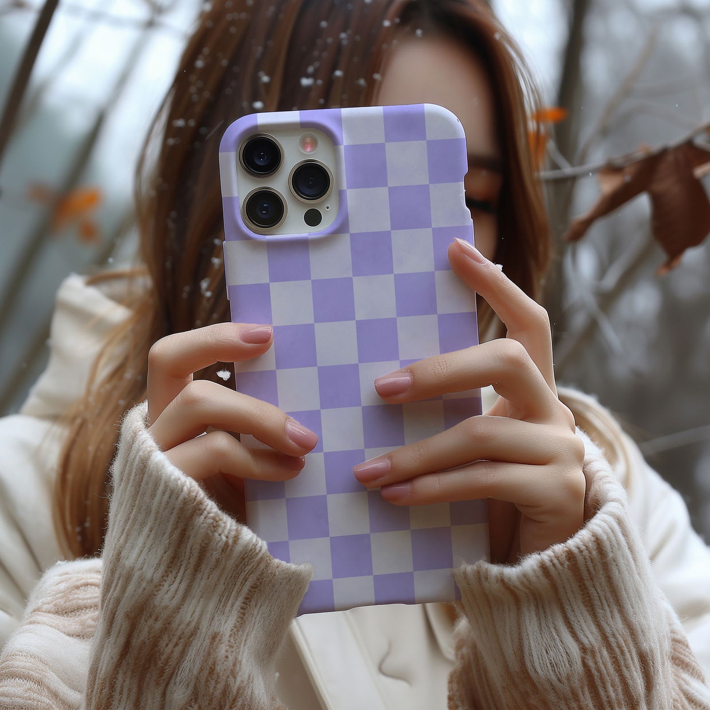 Lavender and White Checkboard Magsafe iPhone Case - Techy Treasures -  