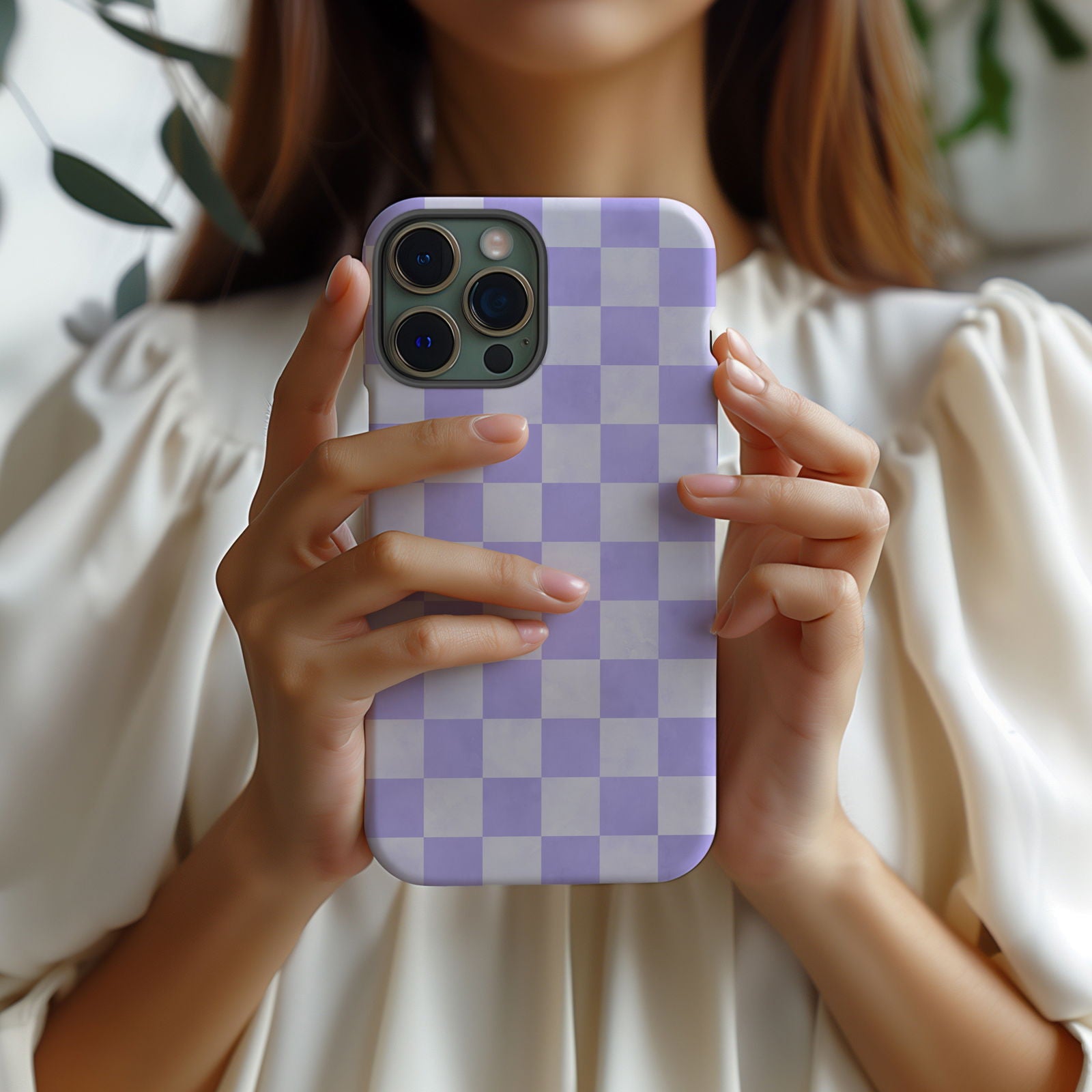 Lavender and White Checkboard Magsafe iPhone Case - Techy Treasures -  