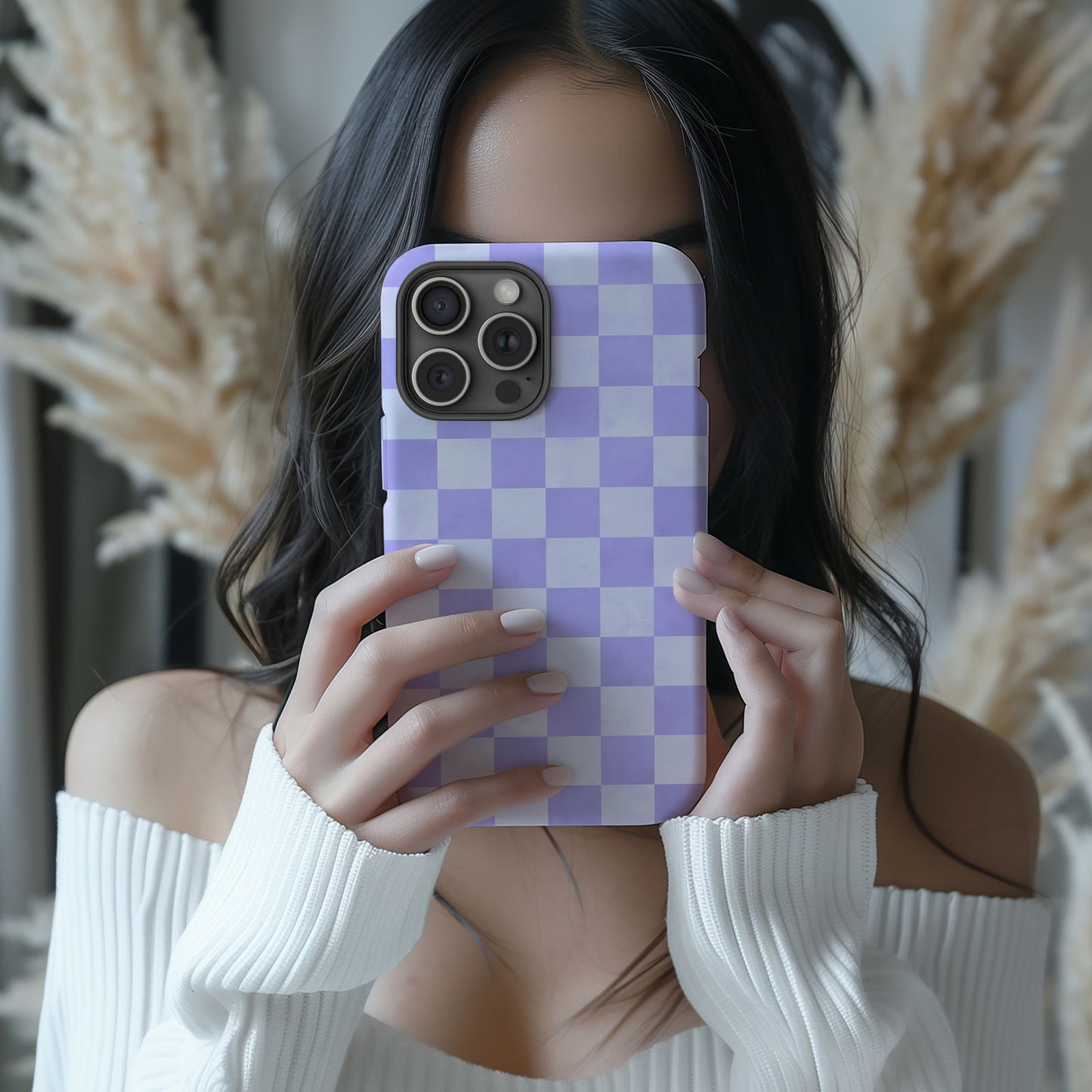 Lavender and White Checkboard Magsafe iPhone Case - Techy Treasures -  