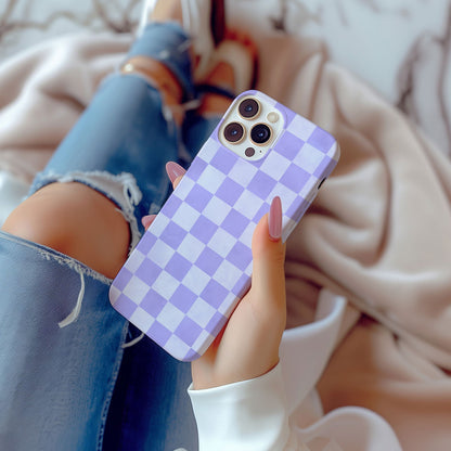 Lavender and White Checkboard Magsafe iPhone Case - Techy Treasures -  