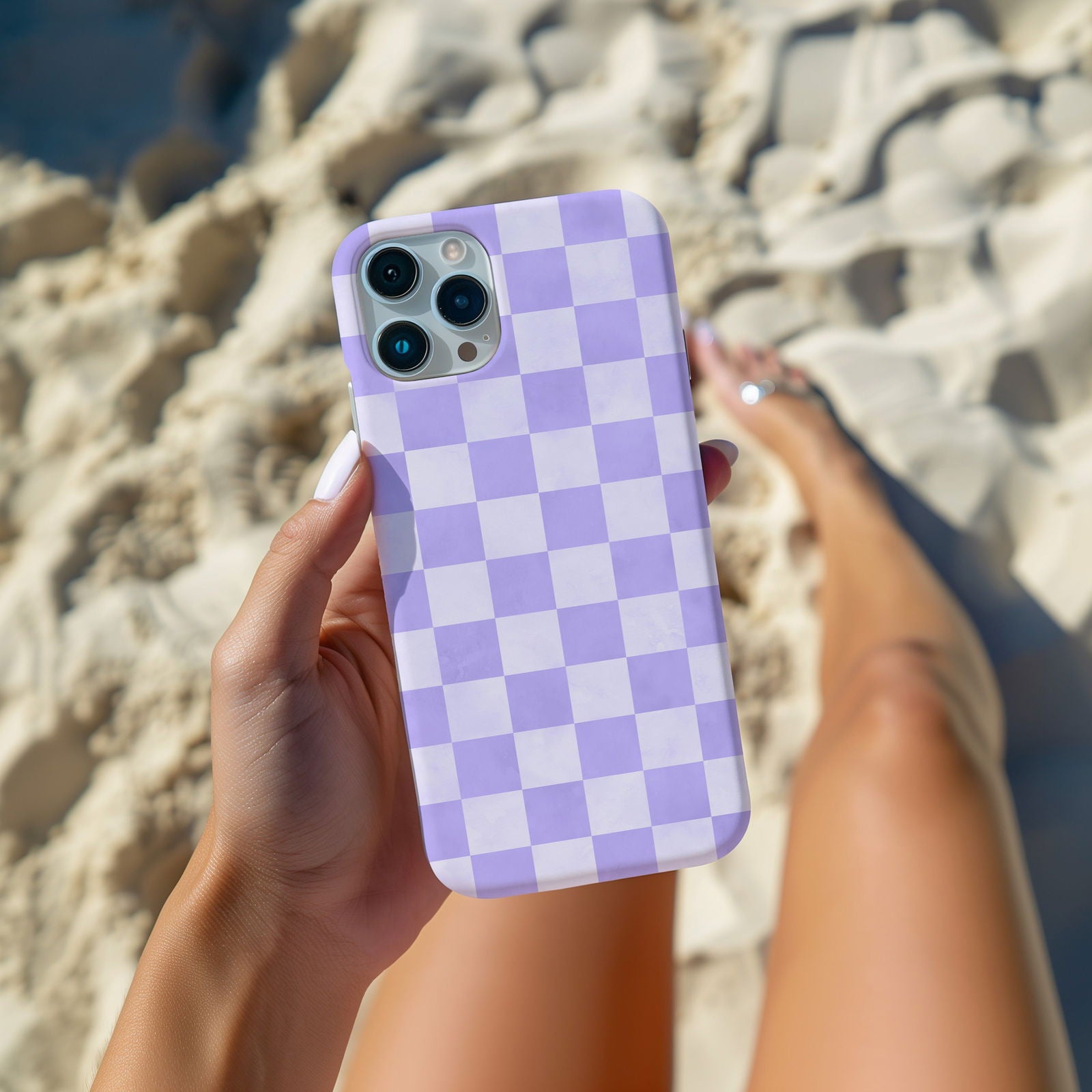 Lavender and White Checkboard Magsafe iPhone Case - Techy Treasures -  