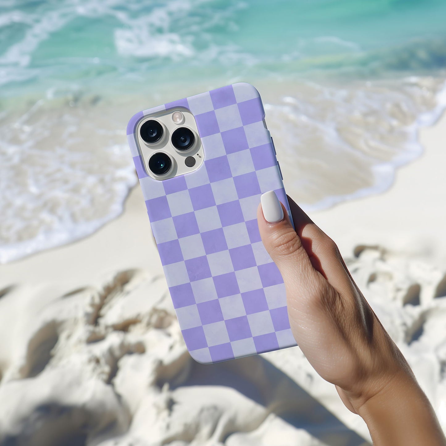 Lavender and White Checkboard Magsafe iPhone Case - Techy Treasures -  