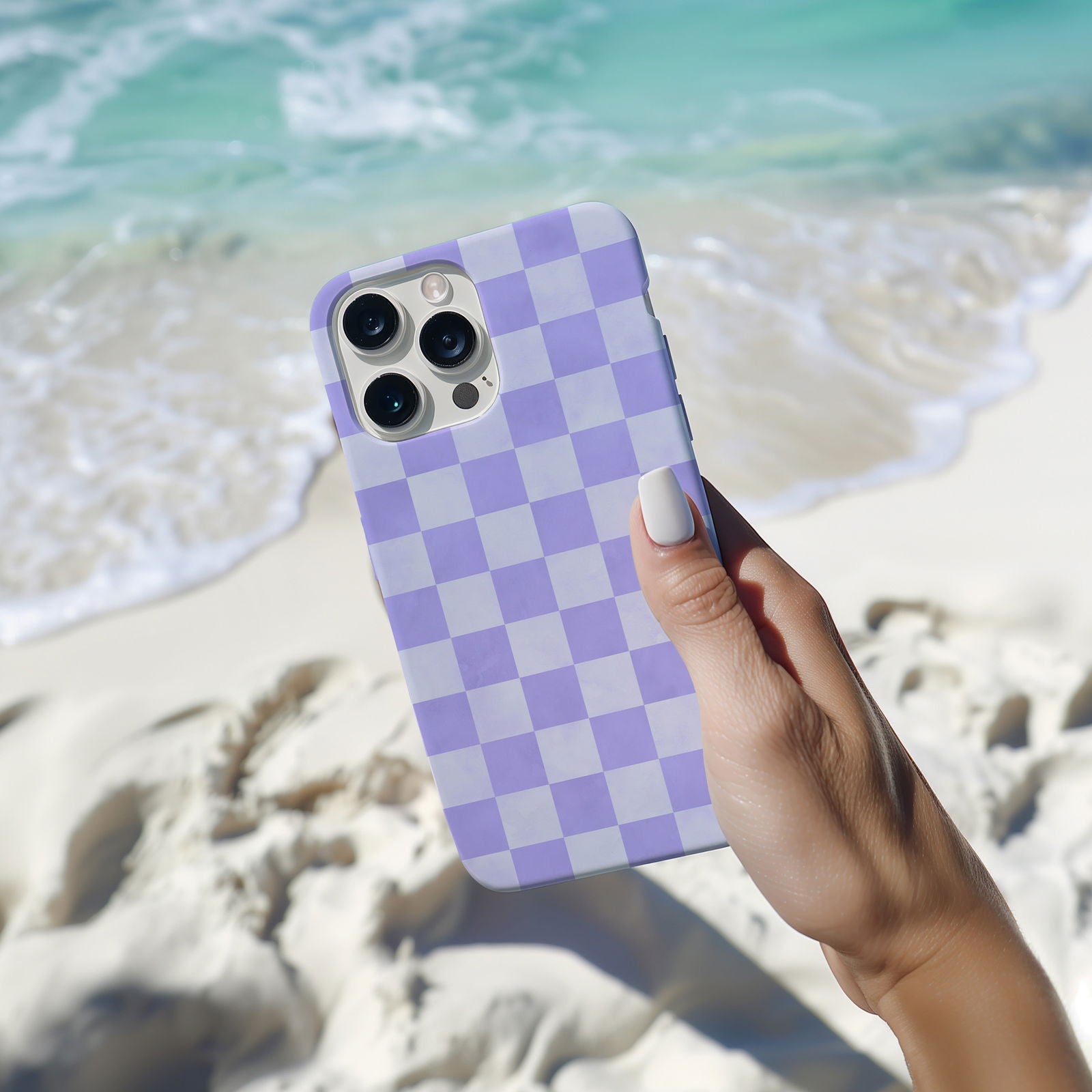 Lavender and White Checkboard Magsafe iPhone Case - Techy Treasures -  