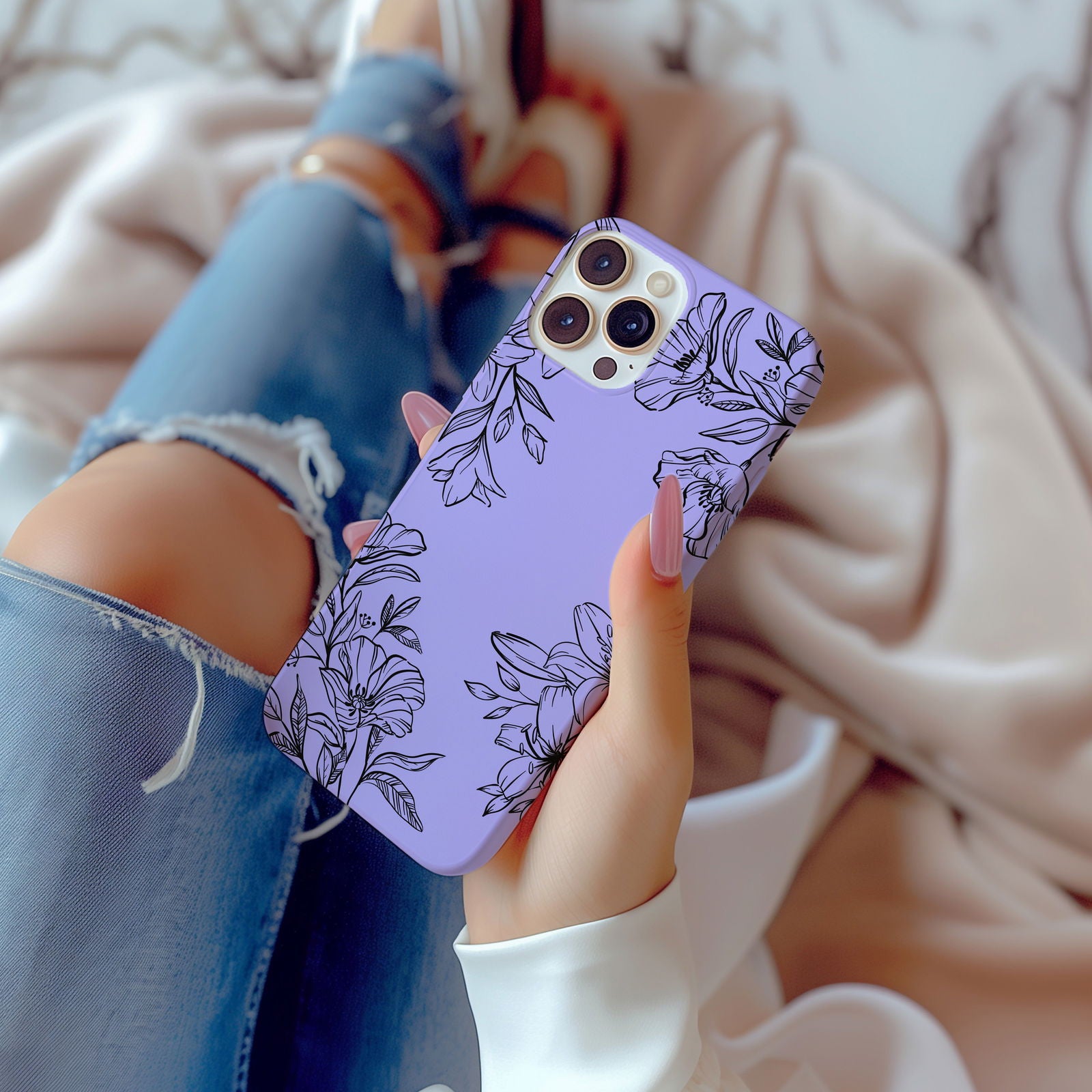 Lilac Floral Phone Magsafe iPhone Case - Techy Treasures -  