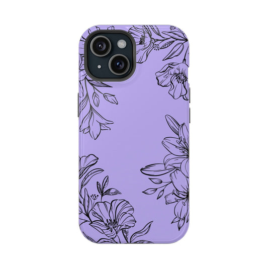 Lilac Floral Phone Magsafe iPhone Case - Techy Treasures - Mobile Phone Cases 