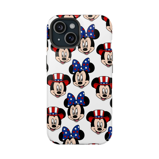 Mickey and Minnie American Flag Magsafe iPhone Tough Case - Techy Treasures - Phone Case 