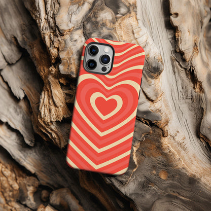 Orange Retro Groovy Heart Magsafe iPhone Case - Techy Treasures -  