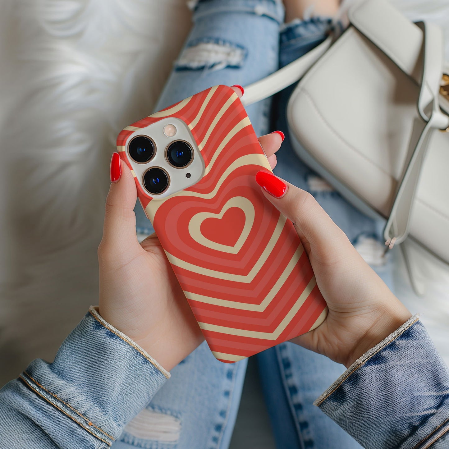 Orange Retro Groovy Heart Magsafe iPhone Case - Techy Treasures -  