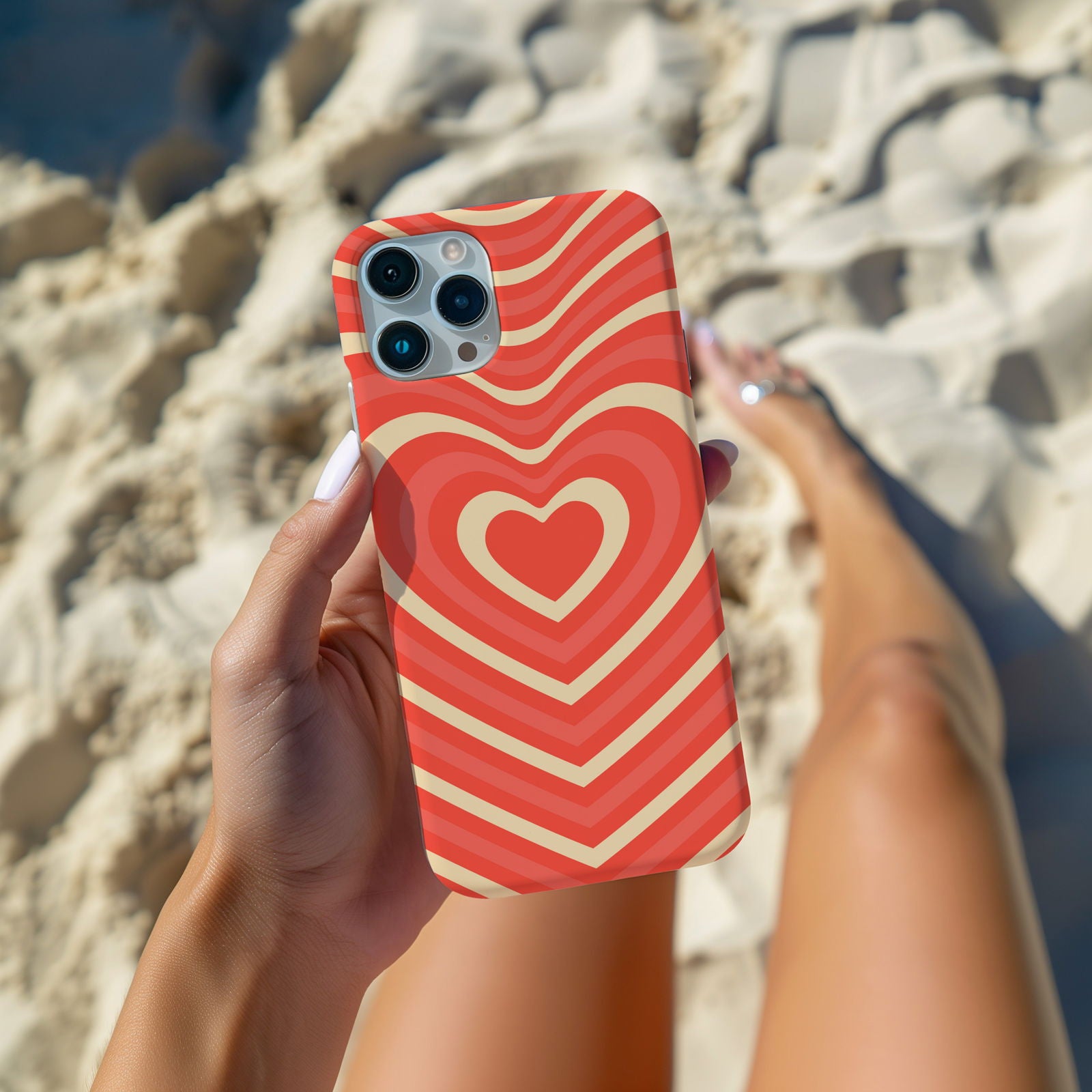 Orange Retro Groovy Heart Magsafe iPhone Case - Techy Treasures -  
