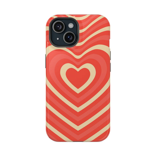 Orange Retro Groovy Heart Magsafe iPhone Case - Techy Treasures - Mobile Phone Cases 