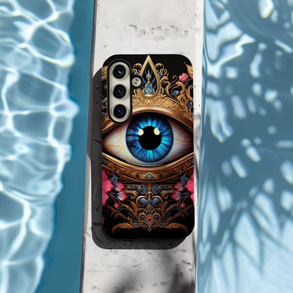 Ornate Eye Golden Crown, a Blue Iris and Pink Flowers - Techy Treasures -  