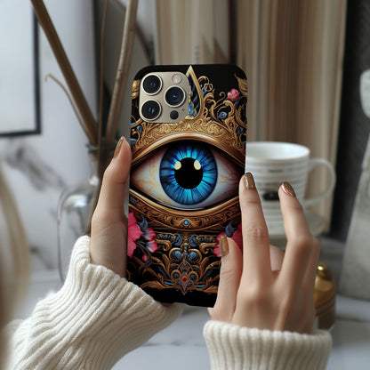 Ornate Eye Golden Crown, a Blue Iris and Pink Flowers - Techy Treasures -  