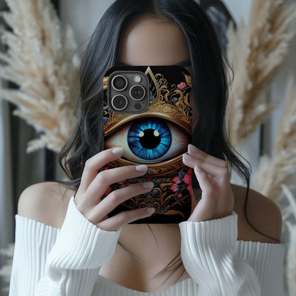 Ornate Eye Golden Crown, a Blue Iris and Pink Flowers - Techy Treasures -  