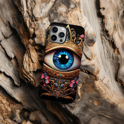 Ornate Eye Golden Crown, a Blue Iris and Pink Flowers - Techy Treasures -  