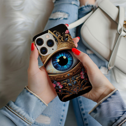 Ornate Eye Golden Crown, a Blue Iris and Pink Flowers - Techy Treasures -  