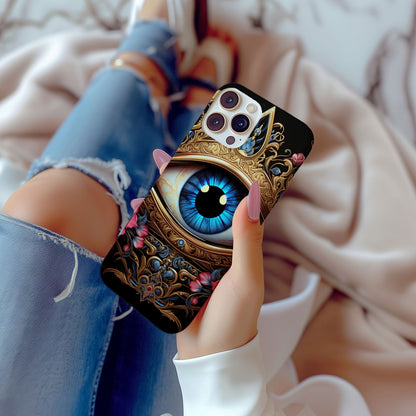 Ornate Eye Golden Crown, a Blue Iris and Pink Flowers - Techy Treasures -  