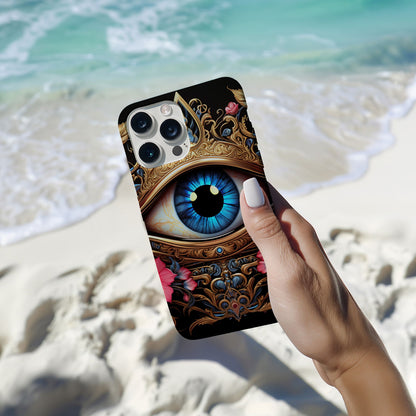 Ornate Eye Golden Crown, a Blue Iris and Pink Flowers - Techy Treasures -  
