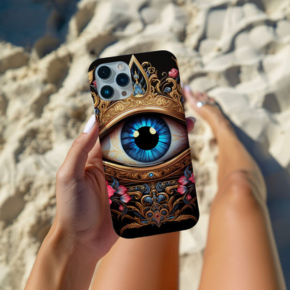 Ornate Eye Golden Crown, a Blue Iris and Pink Flowers - Techy Treasures -  