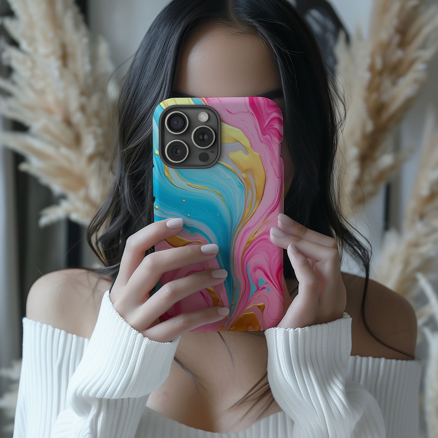 Pink, Blue And Gold Abstract Marble Magsafe iPhone Case - Techy Treasures -  
