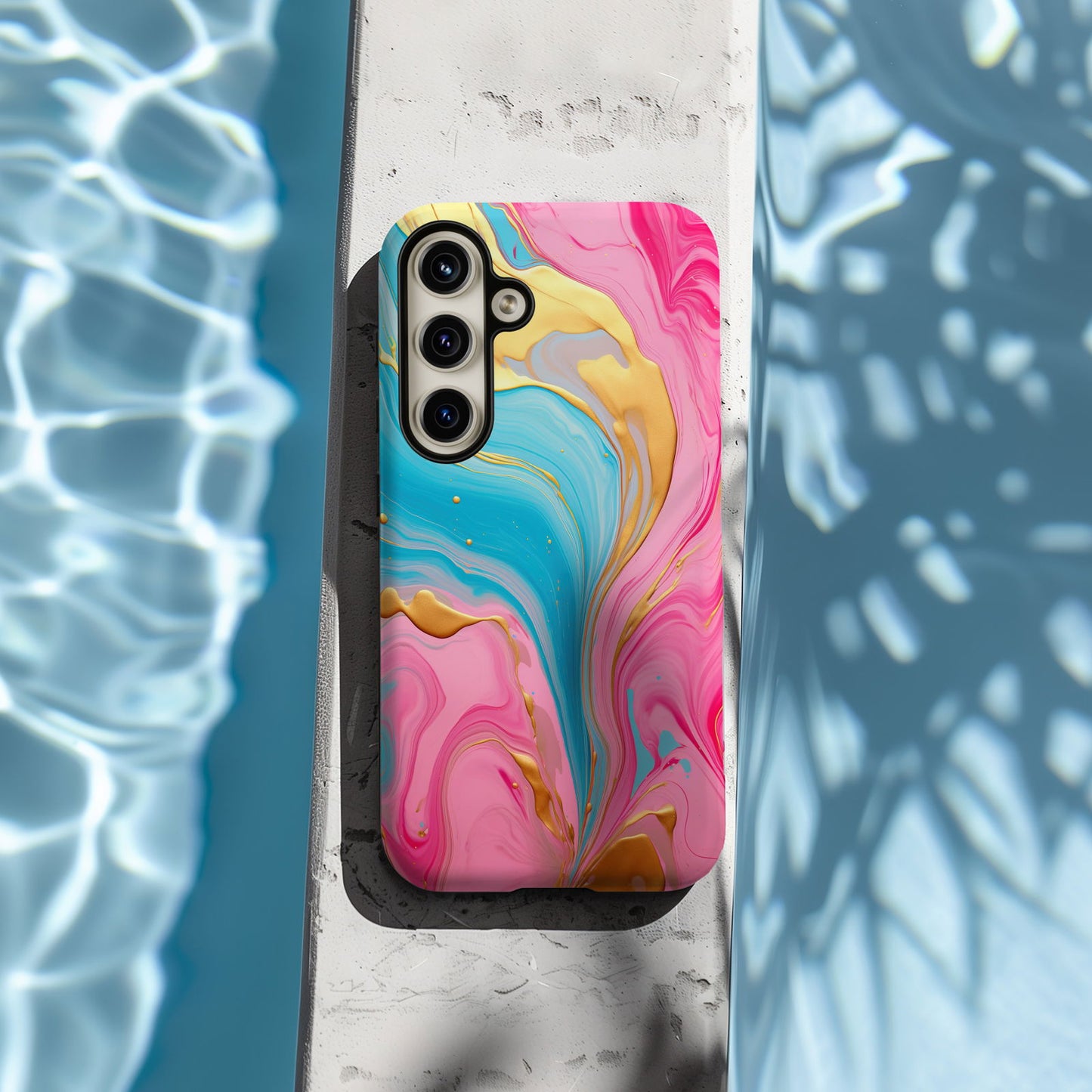 Pink, Blue And Gold Abstract Marble Magsafe iPhone Case - Techy Treasures -  