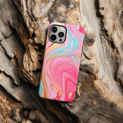 Pink, Blue And Gold Abstract Marble Magsafe iPhone Case - Techy Treasures -  