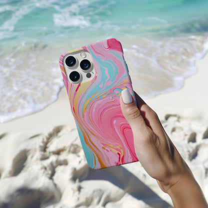 Pink, Blue And Gold Abstract Marble Magsafe iPhone Case - Techy Treasures -  