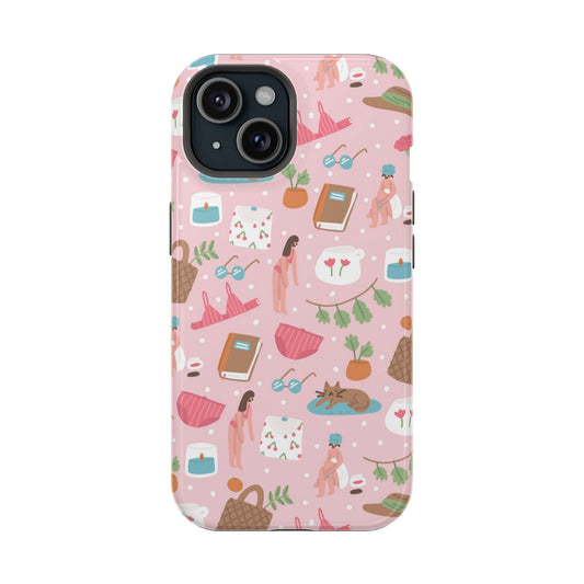 Pink Feminine Collage Magsafe iPhone Case - Techy Treasures - Mobile Phone Cases 