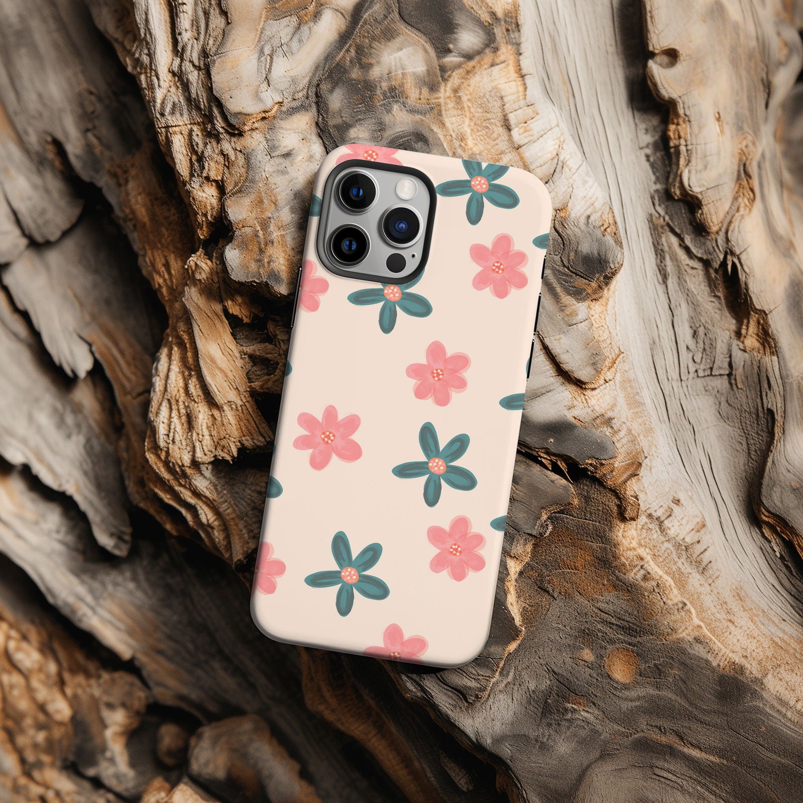Pink Floral Magsafe iPhone Case - Techy Treasures -  