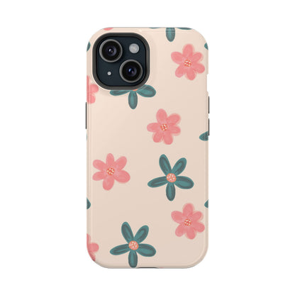 Pink Floral Magsafe iPhone Case - Techy Treasures - Mobile Phone Cases 