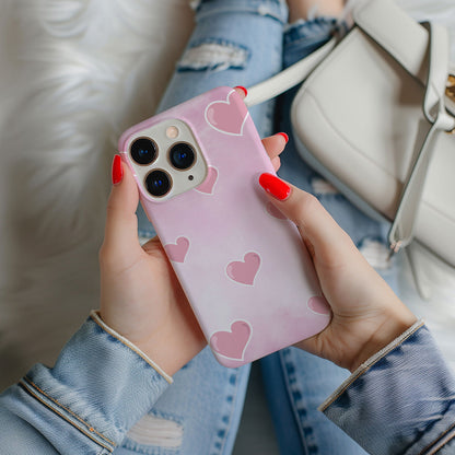 Pink Hearts on Pink Magsafe iPhone Case - Techy Treasures -  