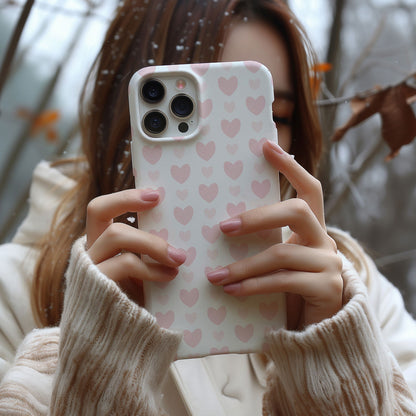 Pink Hearts on White Magsafe iPhone Case - Techy Treasures -  