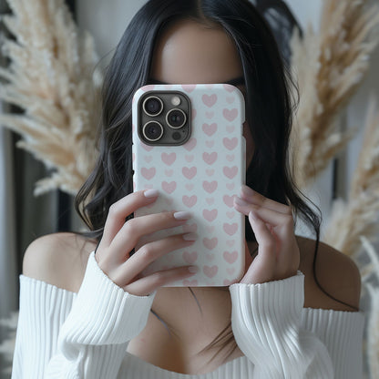 Pink Hearts on White Magsafe iPhone Case - Techy Treasures -  