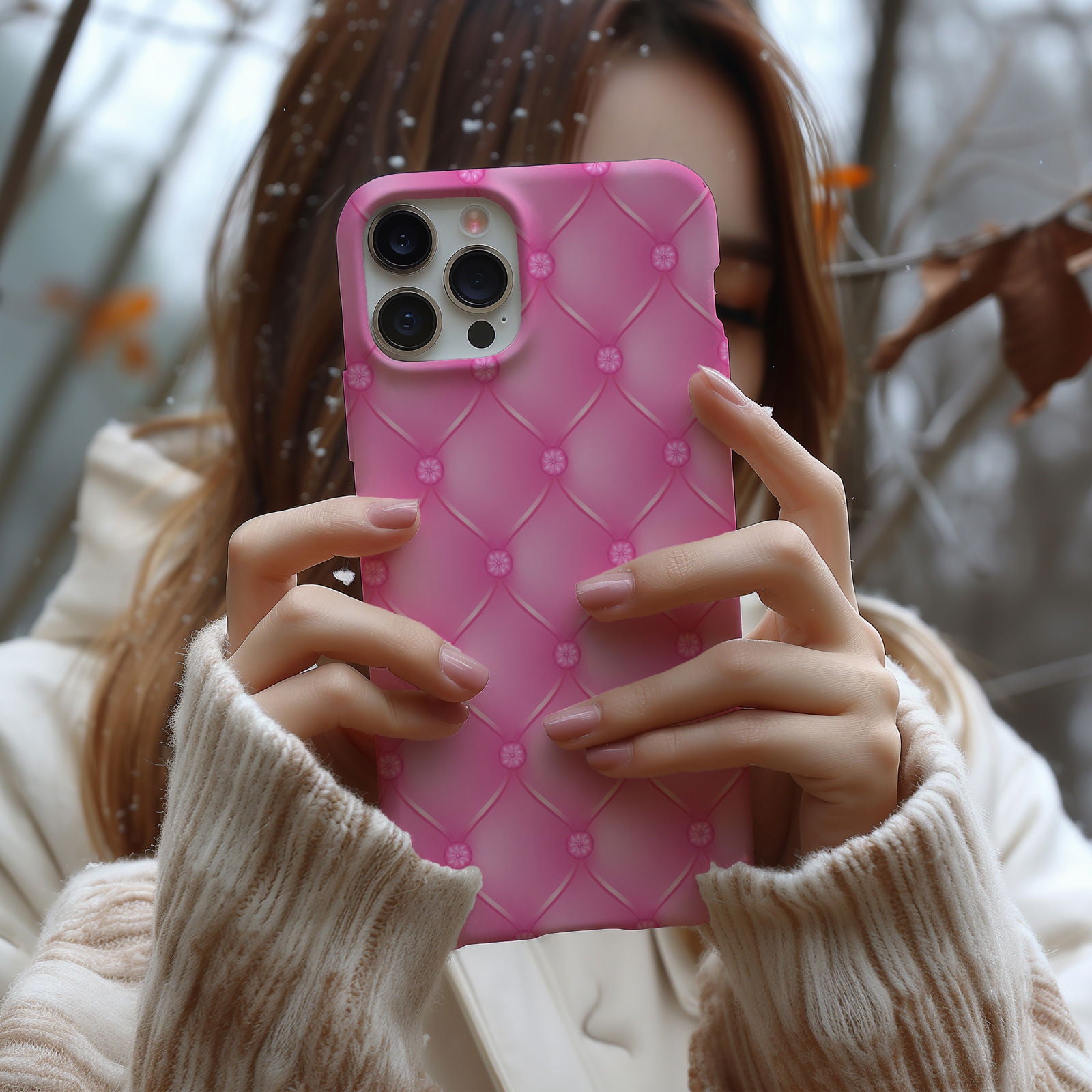Pink Quilted Leather Magsafe iPhone Case - Techy Treasures -  