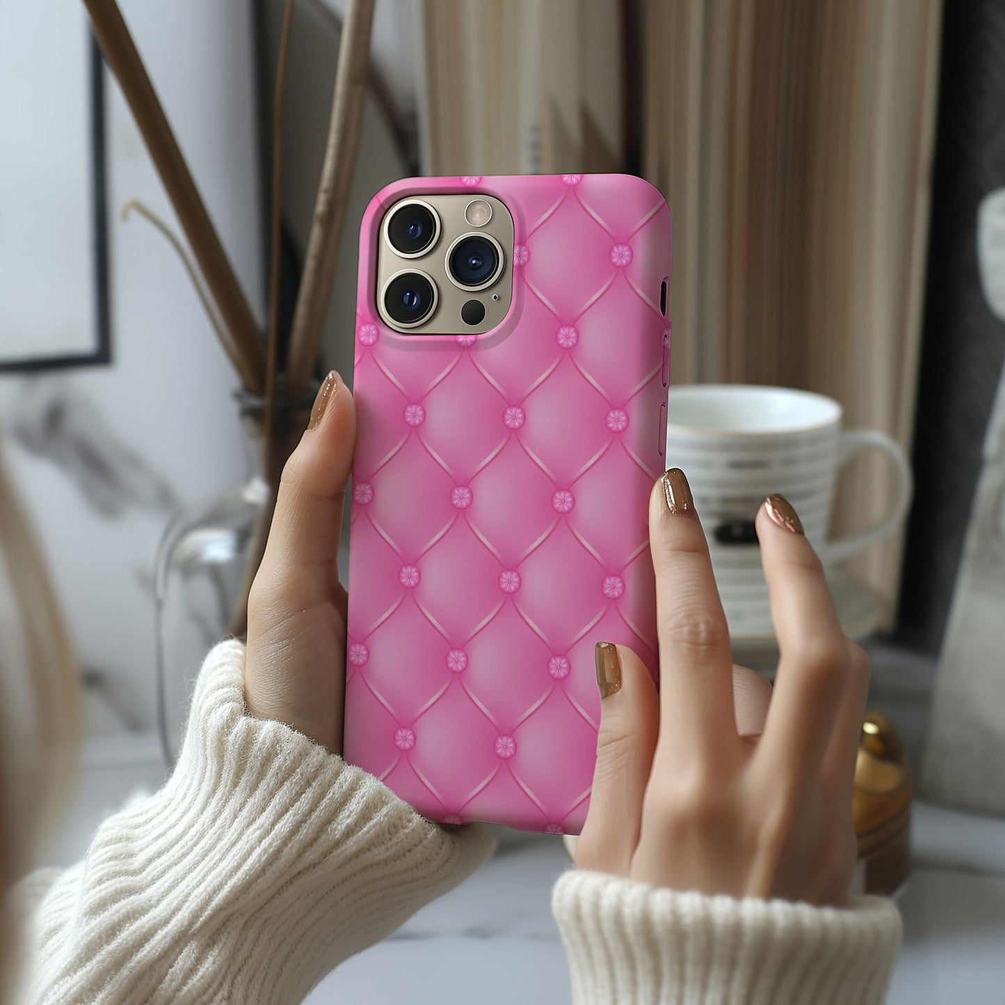 Pink Quilted Leather Magsafe iPhone Case - Techy Treasures -  