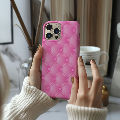 Pink Quilted Leather Magsafe iPhone Case - Techy Treasures -  