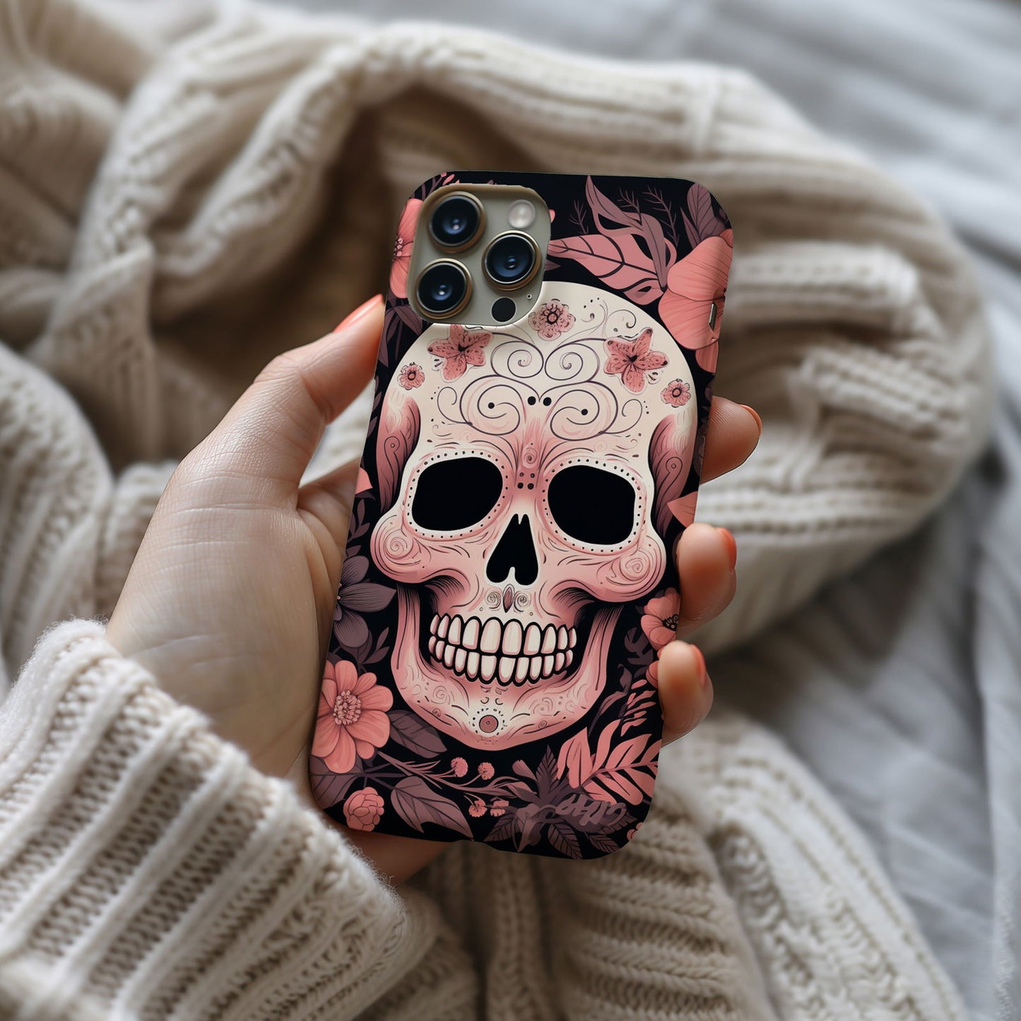 Pink Sugar Skull With Flowers - Techy Treasures -  