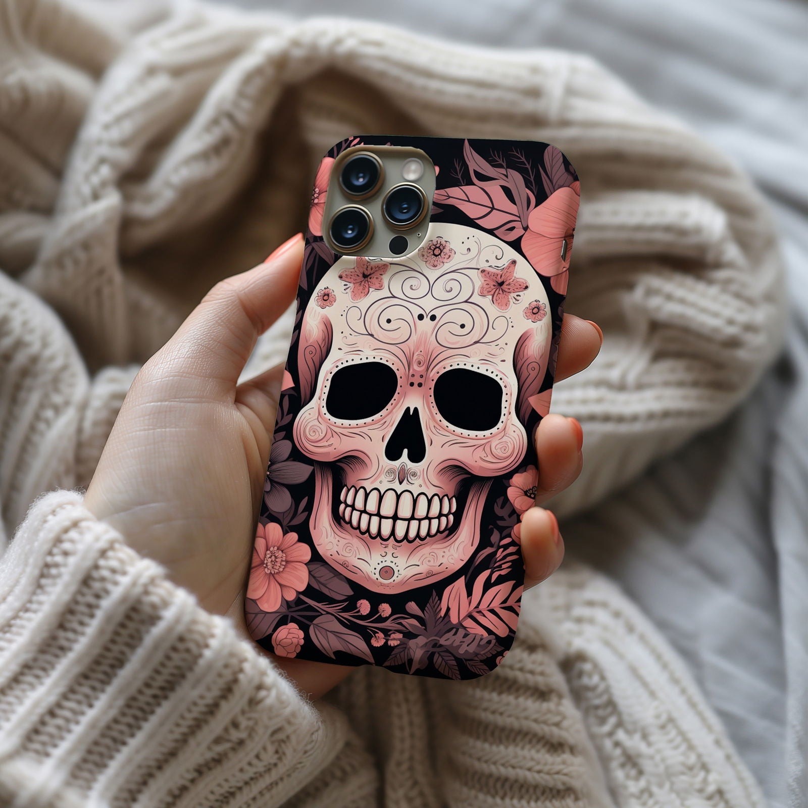 Pink Sugar Skull With Flowers - Techy Treasures -  