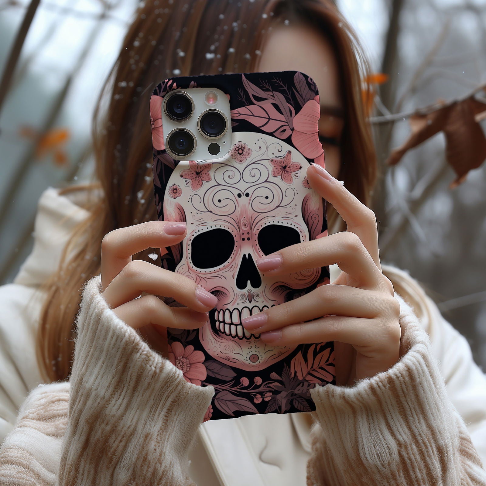 Pink Sugar Skull With Flowers - Techy Treasures -  