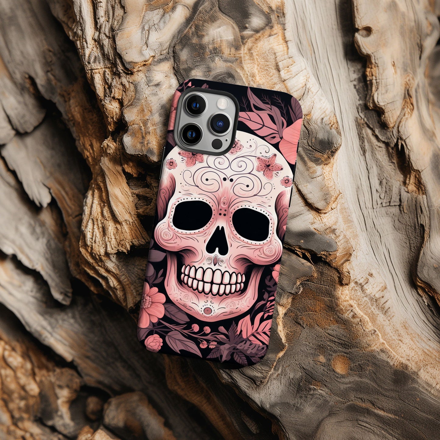 Pink Sugar Skull With Flowers - Techy Treasures -  