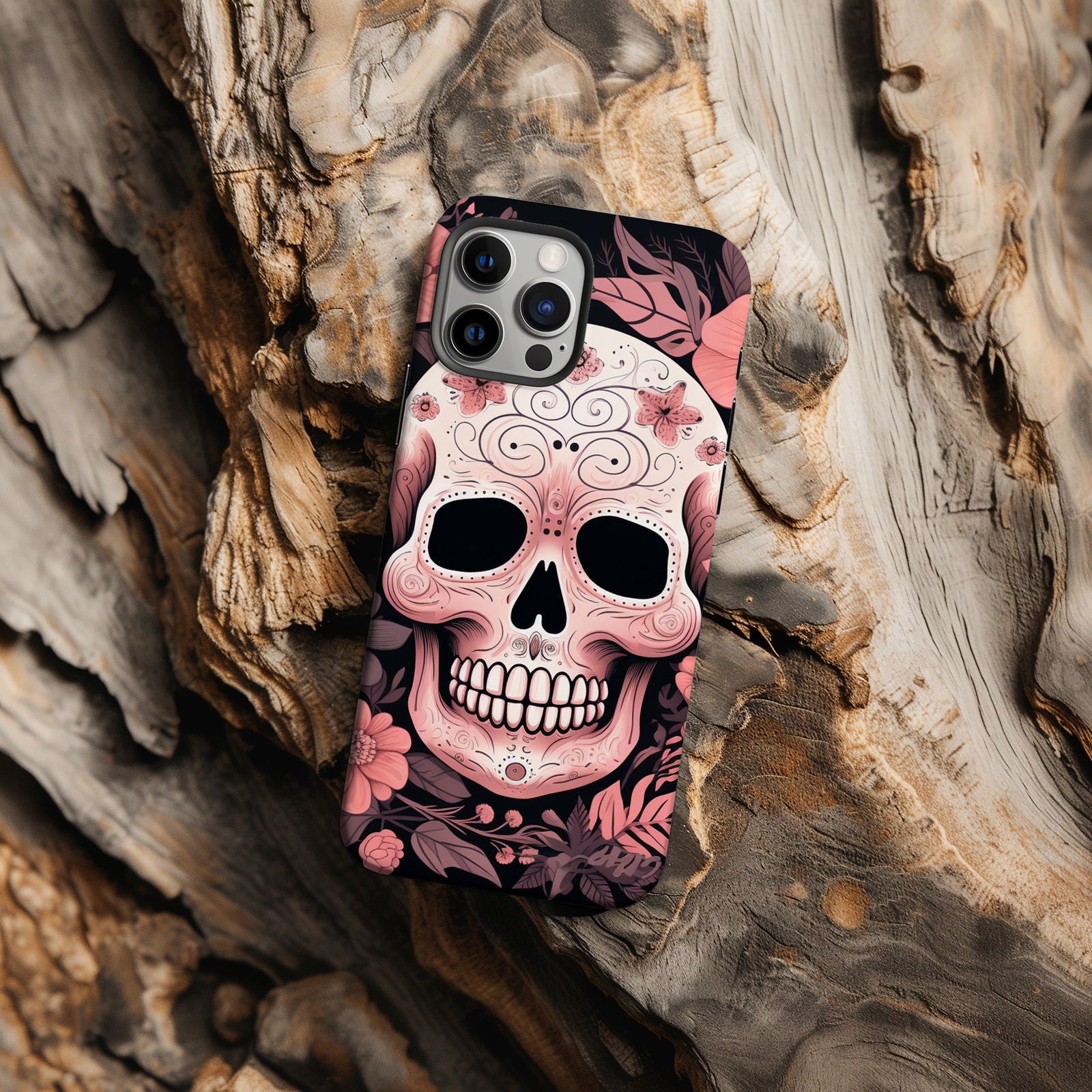 Pink Sugar Skull With Flowers - Techy Treasures -  