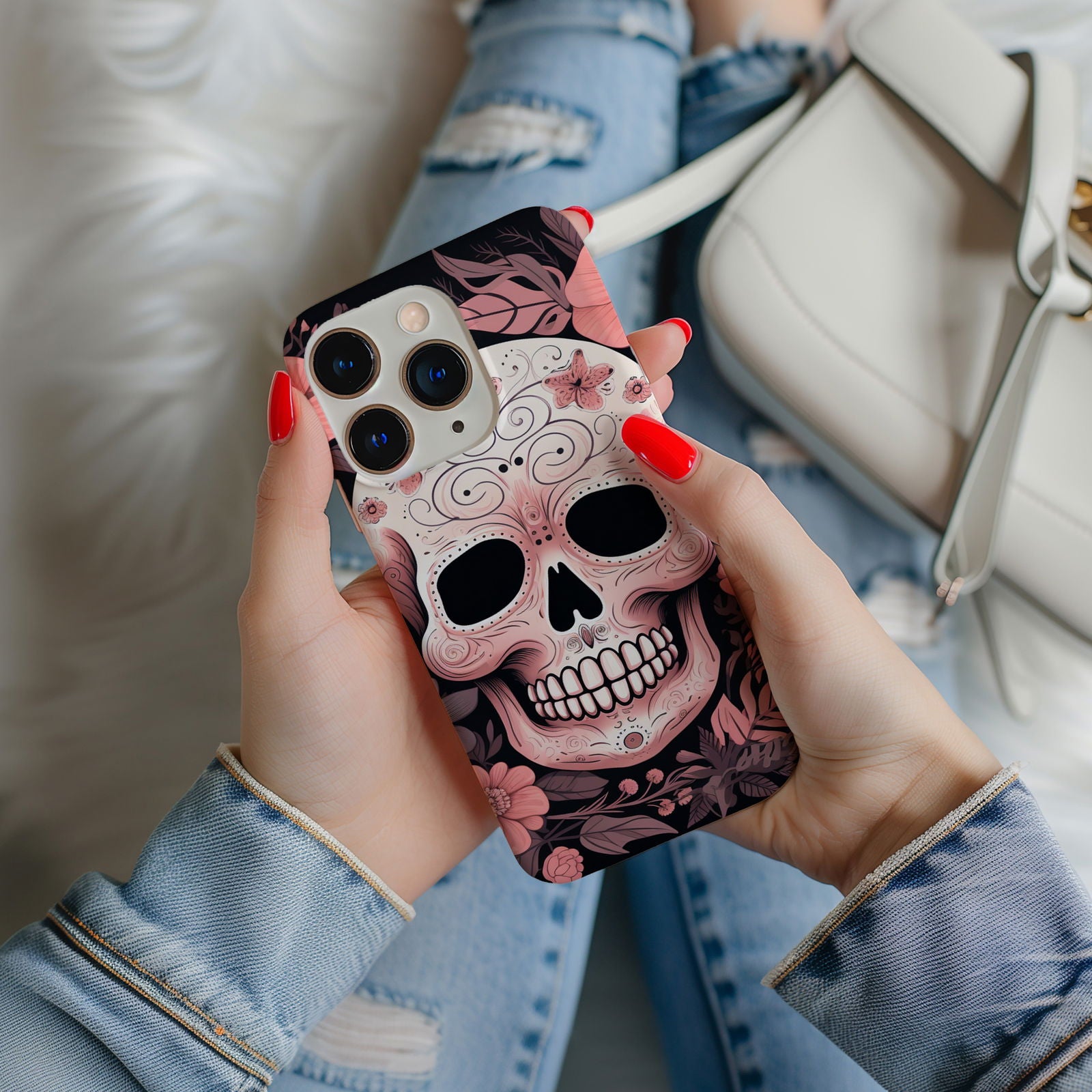 Pink Sugar Skull With Flowers - Techy Treasures -  
