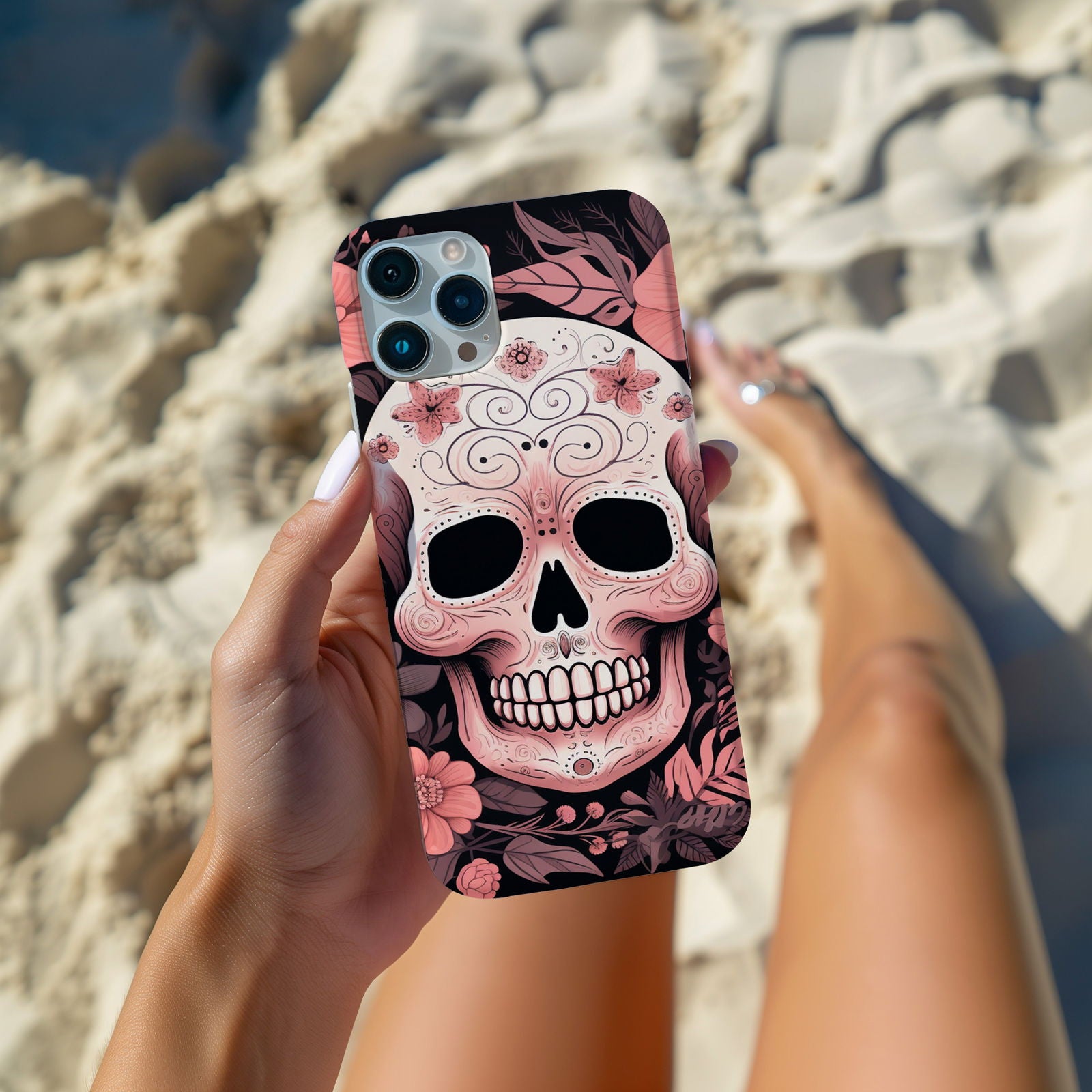 Pink Sugar Skull With Flowers - Techy Treasures -  