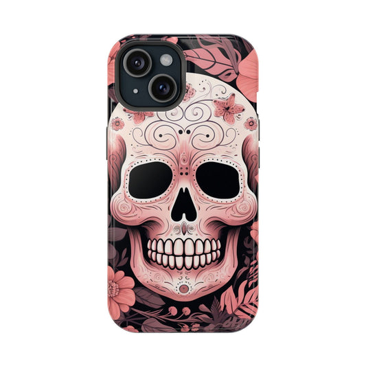 Pink Sugar Skull With Flowers - Techy Treasures - Mobile Phone Cases 